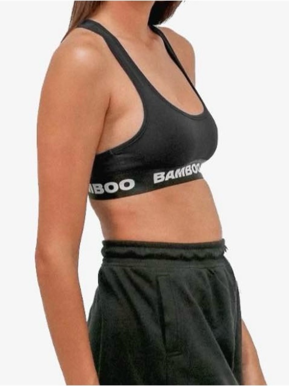 Bamboo Underwear Logo-Trim Black Sports Bralette - medium
